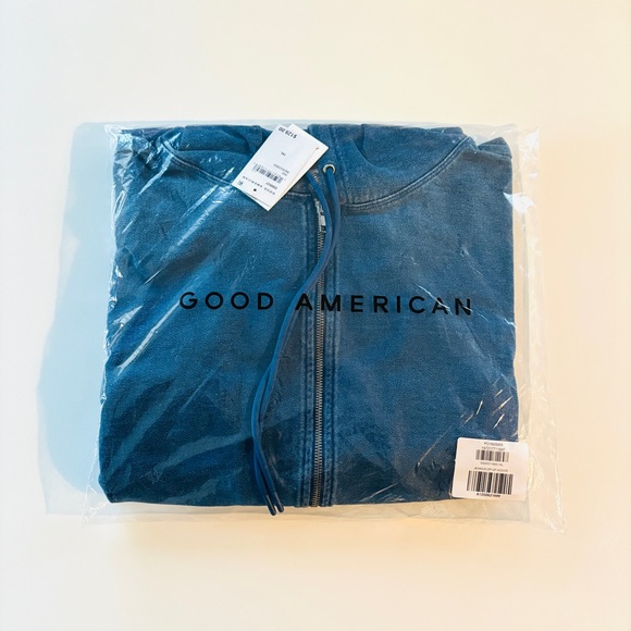 NWT Good American Jeanius Zip Up Hoodie - Picture 3 of 7